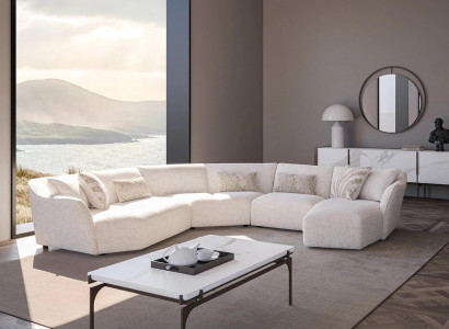 Luxury living room corner sofa U-shape set ensemble coffee table new furniture